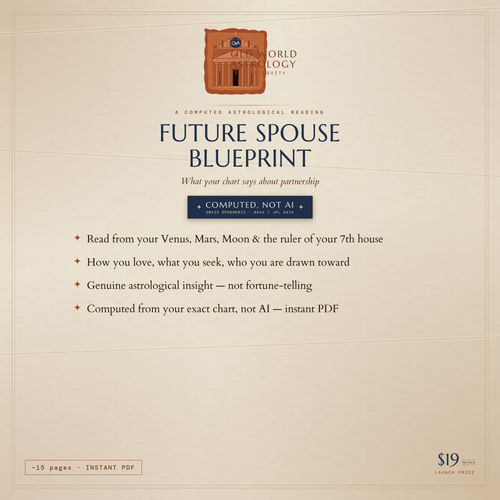 Future Spouse Blueprint — read from your Venus, Mars, Moon & 7th-house ruler, ~15 pages, computed not AI