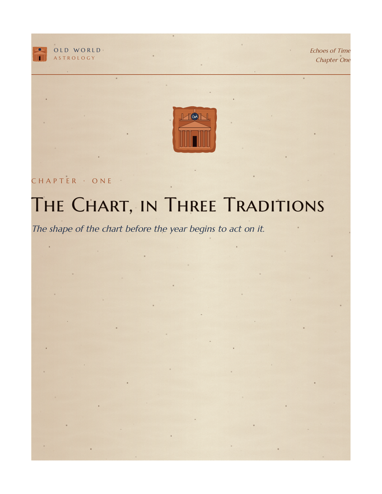 The chart in three traditions — Echoes of Time