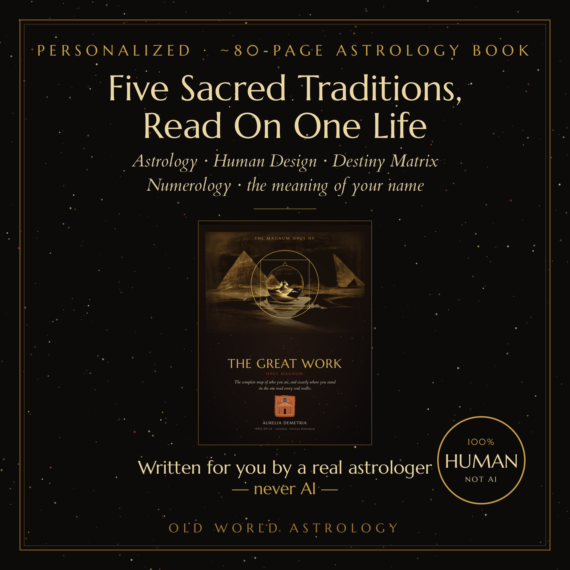 The Great Work — personalized 80-page astrology book, written by a real astrologer not AI