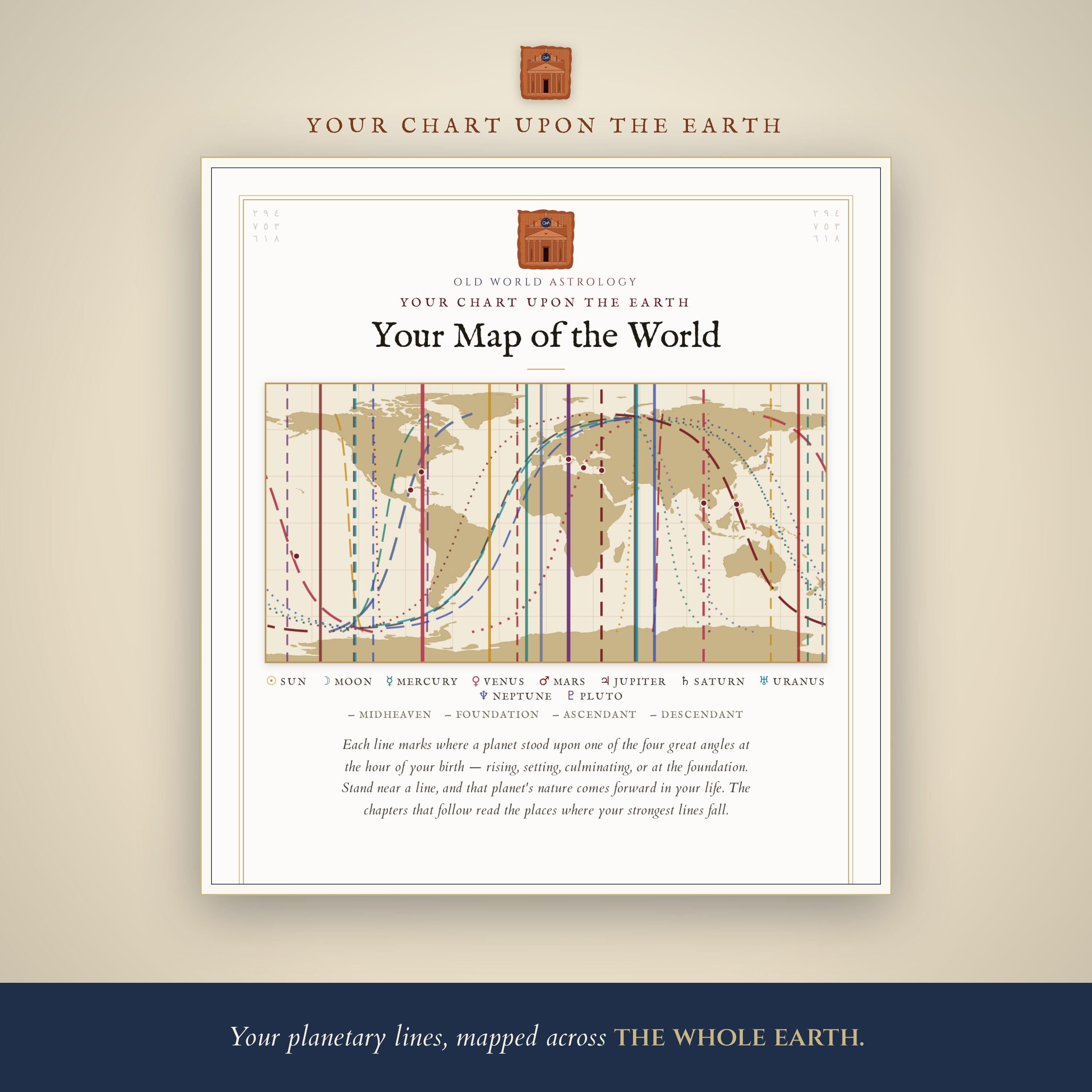 Your astrocartography lines mapped across the whole earth