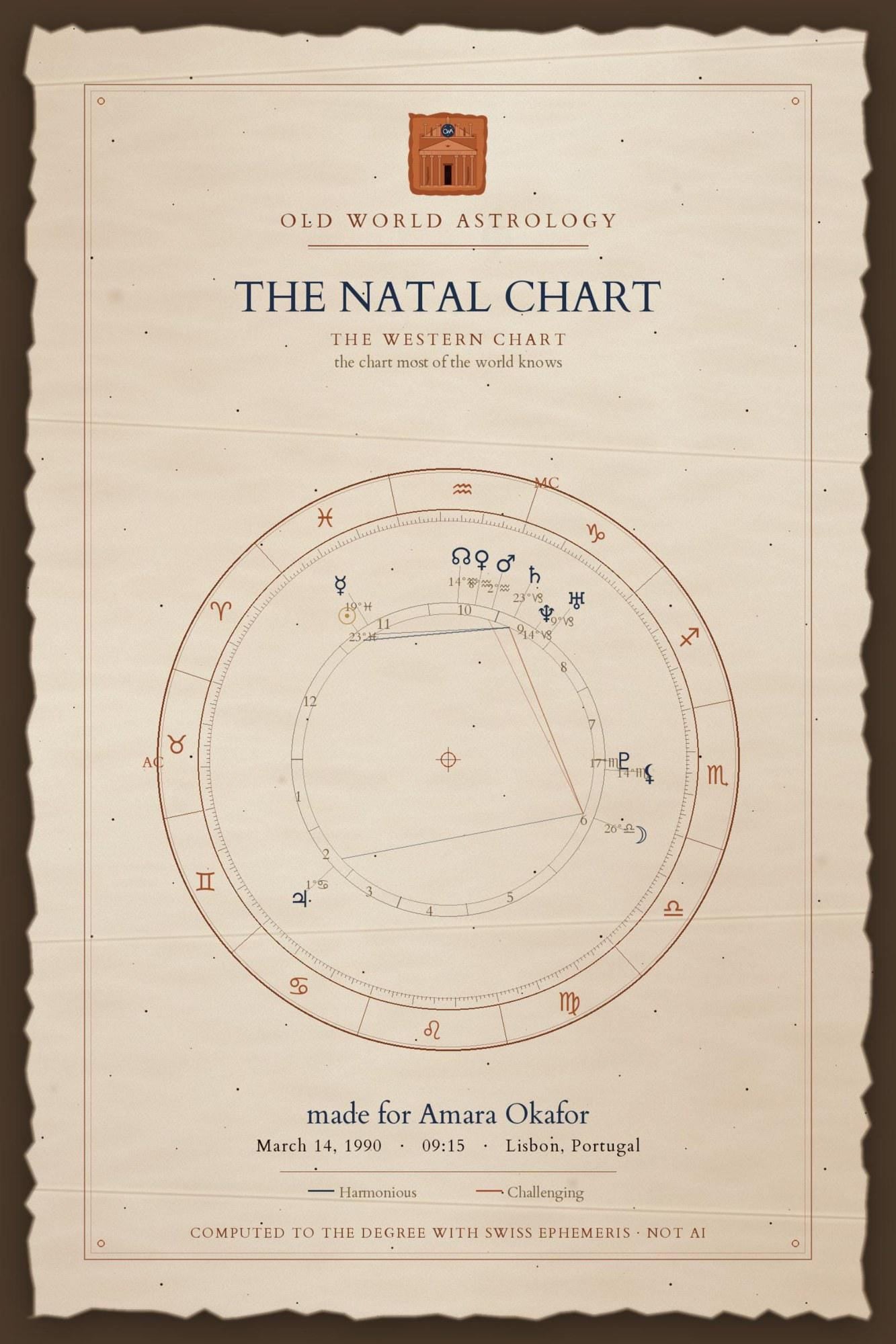Natal chart reading sample page